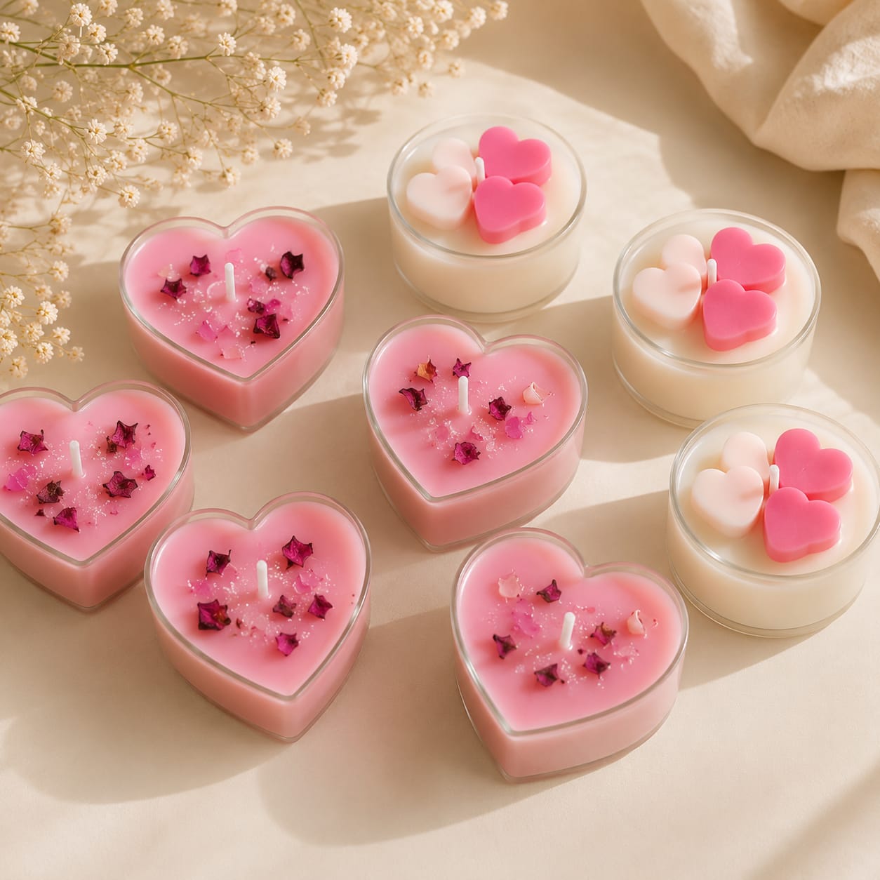 LUMARA Blush Heart Tea Light Candles