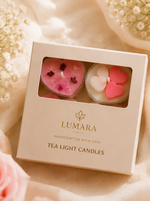 LUMARA Blush Heart Tea Light Candles
